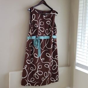 Jessica Howard Brown & Teal Sheath Dress - 18